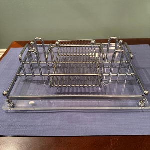 Vintage Silver plated Buffet Caddy Cutlery Flatware Stand Holder Rack