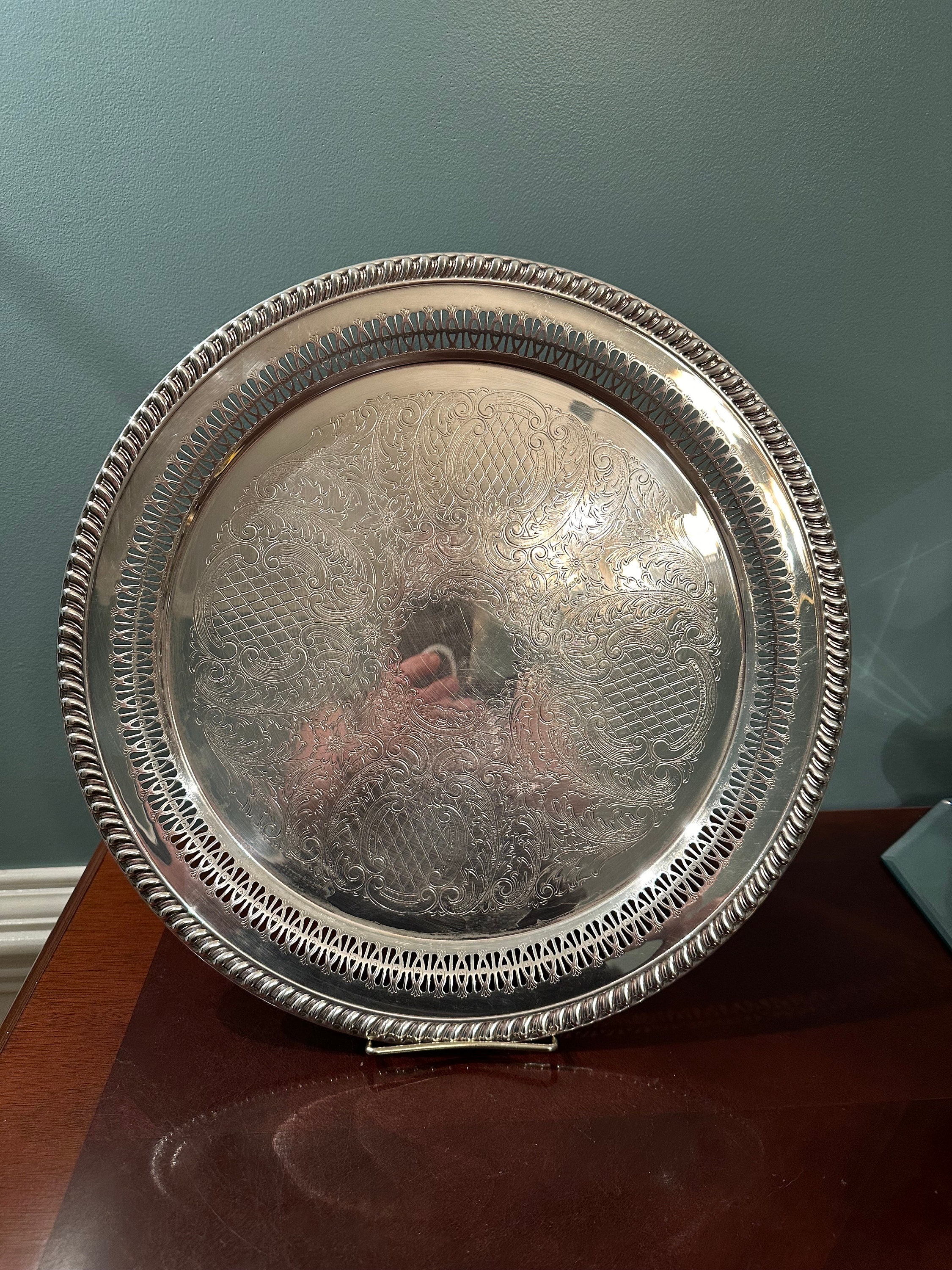 Vintage Leonard Silver-plated Round Tray 15” - Etsy