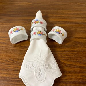 Set of 4 Genuine Porcelain Napkin Holders Floral Design