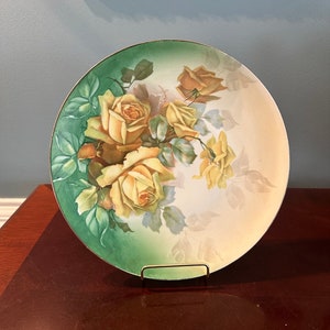Vintage Hand Painted Signed floral design porcelain Plate