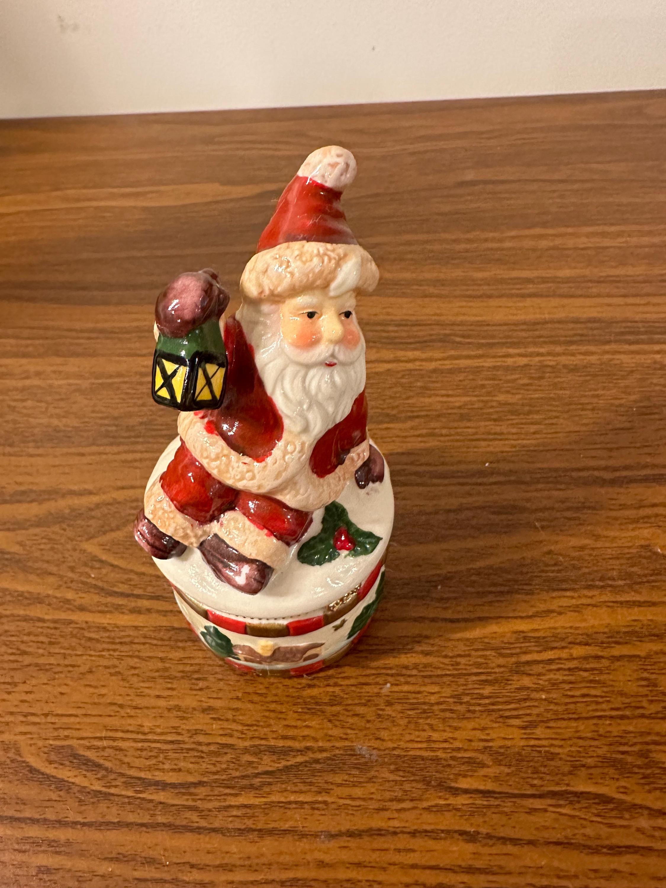 Bell Ringing Box Vintage Bell Ringing Santa Porcelain Trinket Box. - Etsy