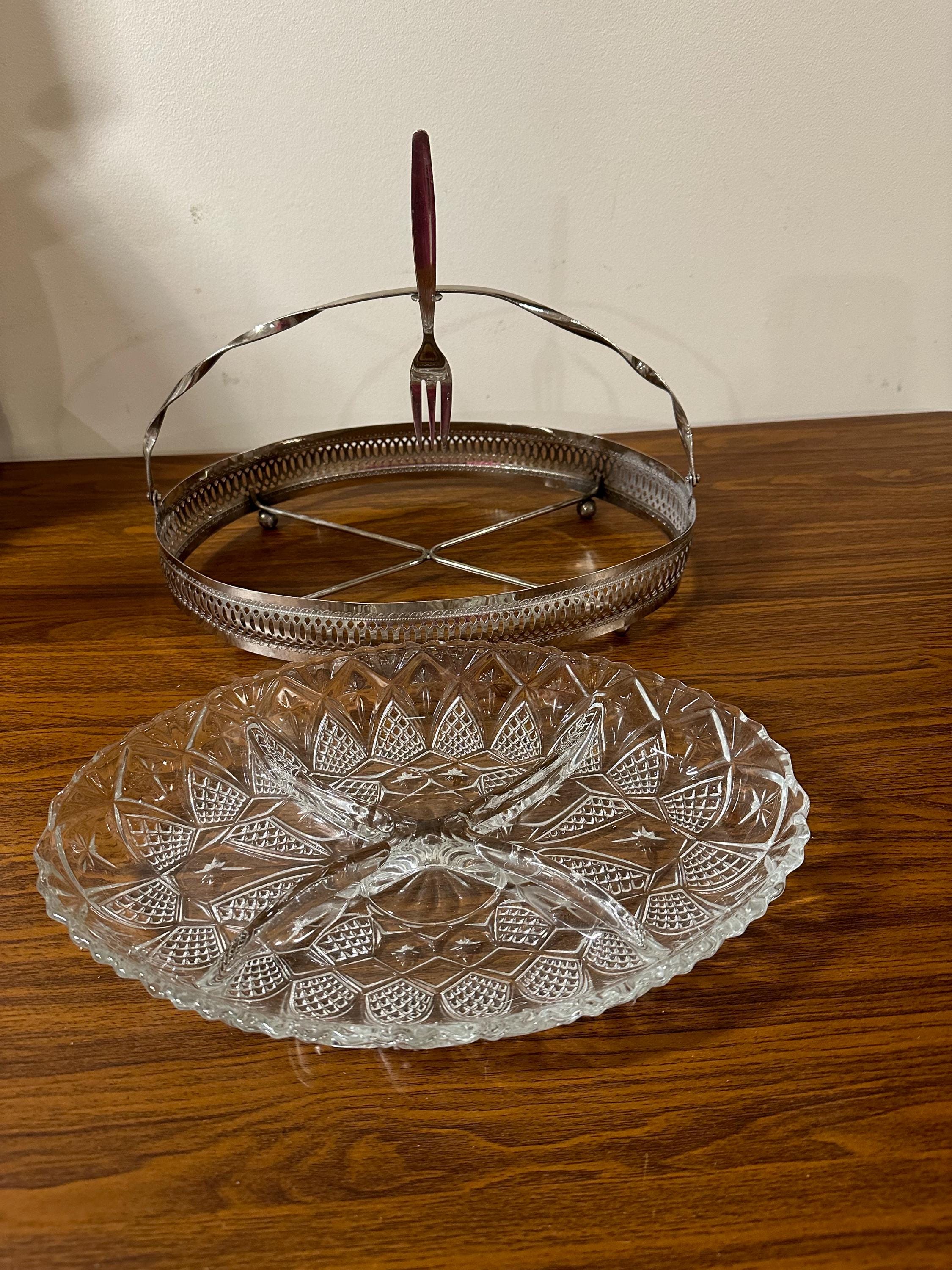 Davco Silver Plate Oval 4 Division Glass Dish. - Etsy Finland
