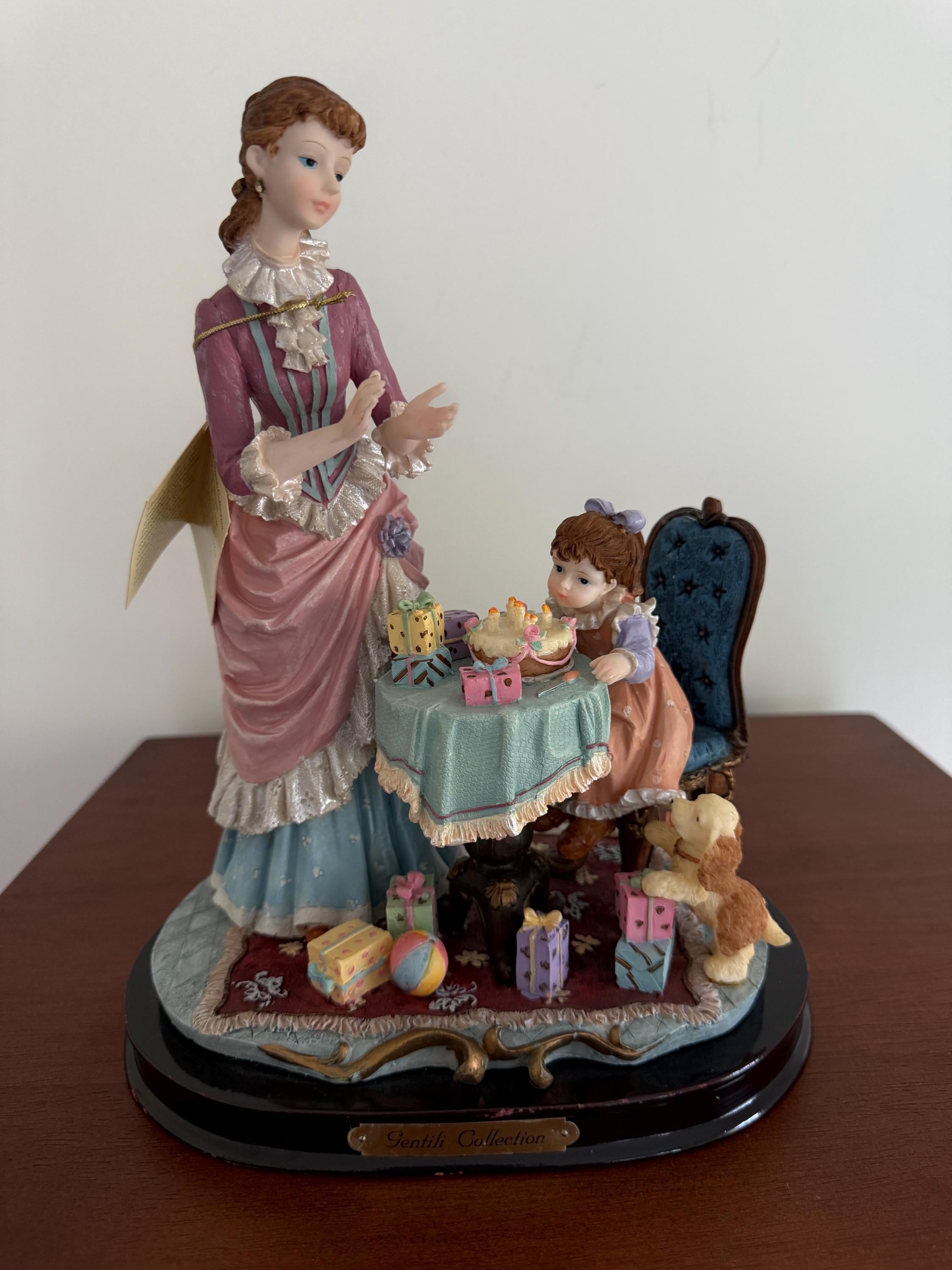 Gentili Collection Mother & Daughter Birthday and Puppy Figurine