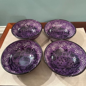 Handmade Ceramic Bowls - Set of 4 | Hand painted. Turkish Pottery