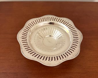 Vintage silverpläterad på koppar liten skål / Compore fat / godisfat