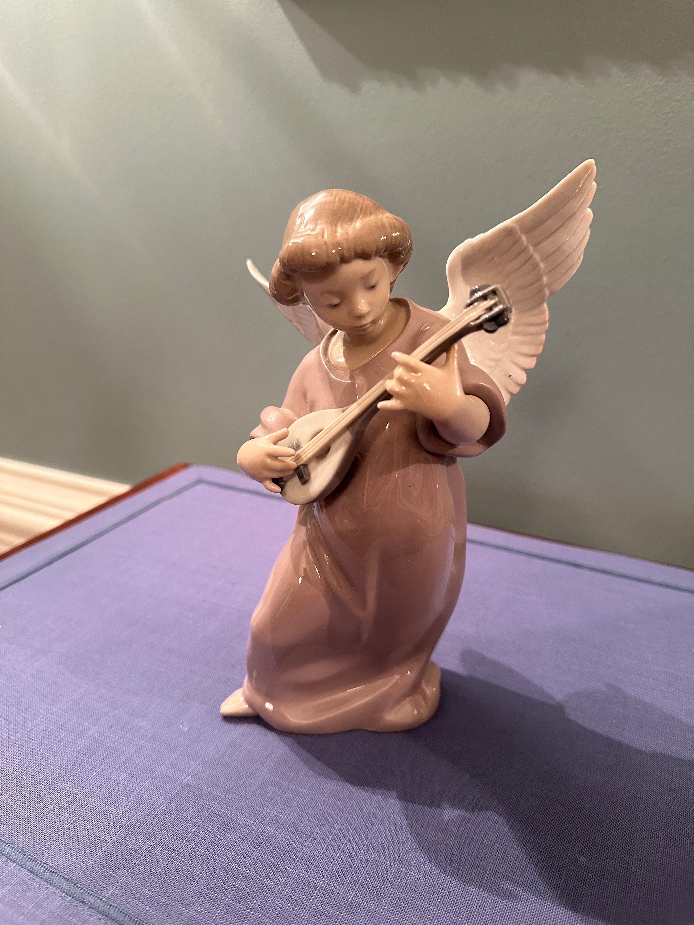 置物 Lladro Angel With Accordion Vintage Lladro Havenly Strings #5491# Angel Playing Mandolin