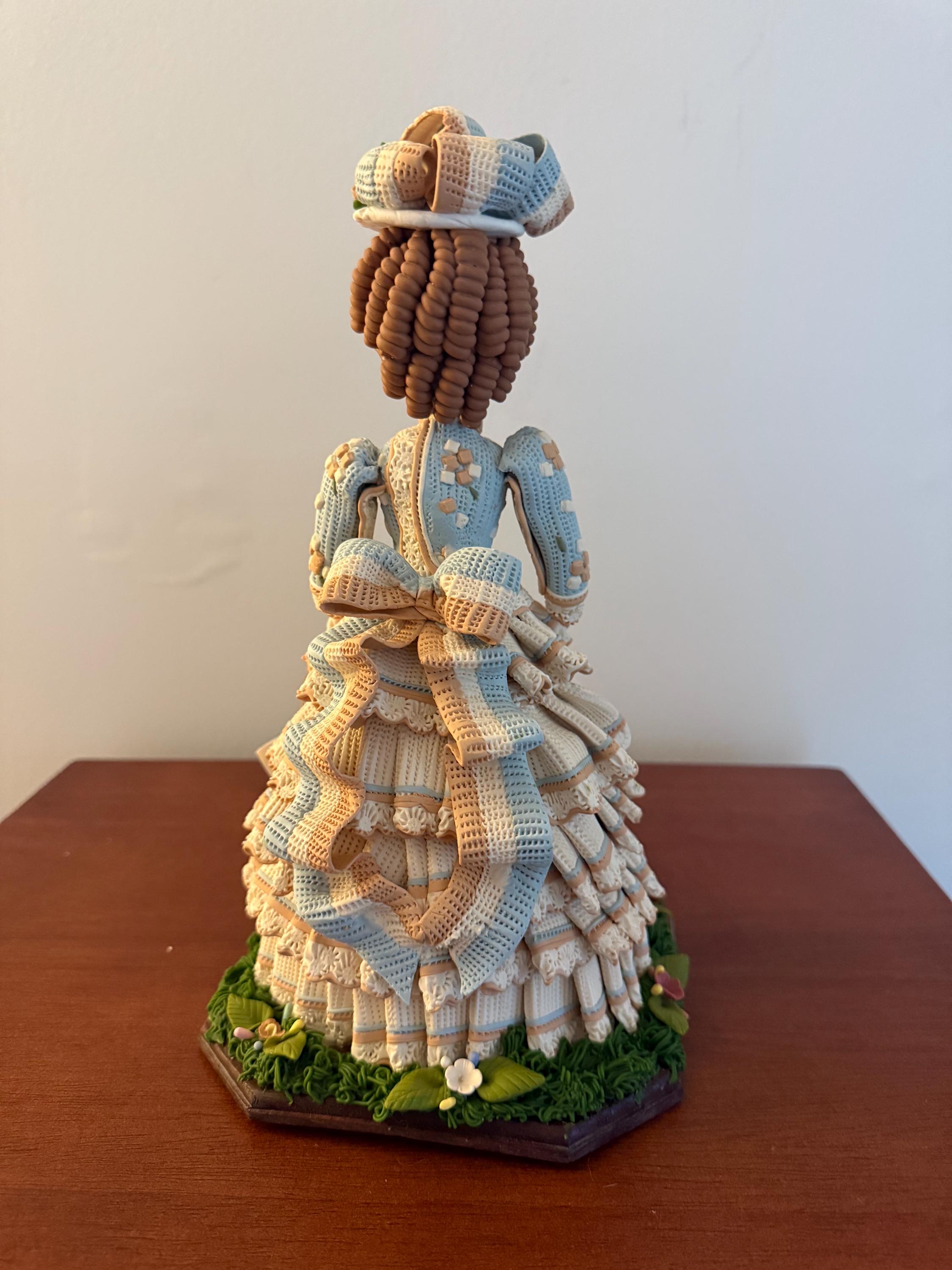 Vintage Gifina Faceless Girl Figurine Dominican Dress Wooden Base ...