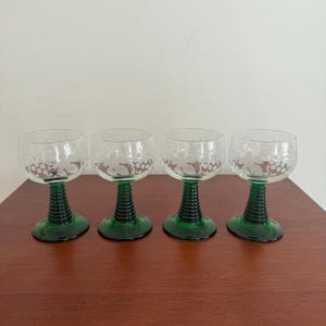 Set of 4 Vintage German Roemer Wine Cordial Glasses .