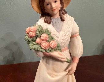 Homco Porcelain Figurine #1468# woman with flowers