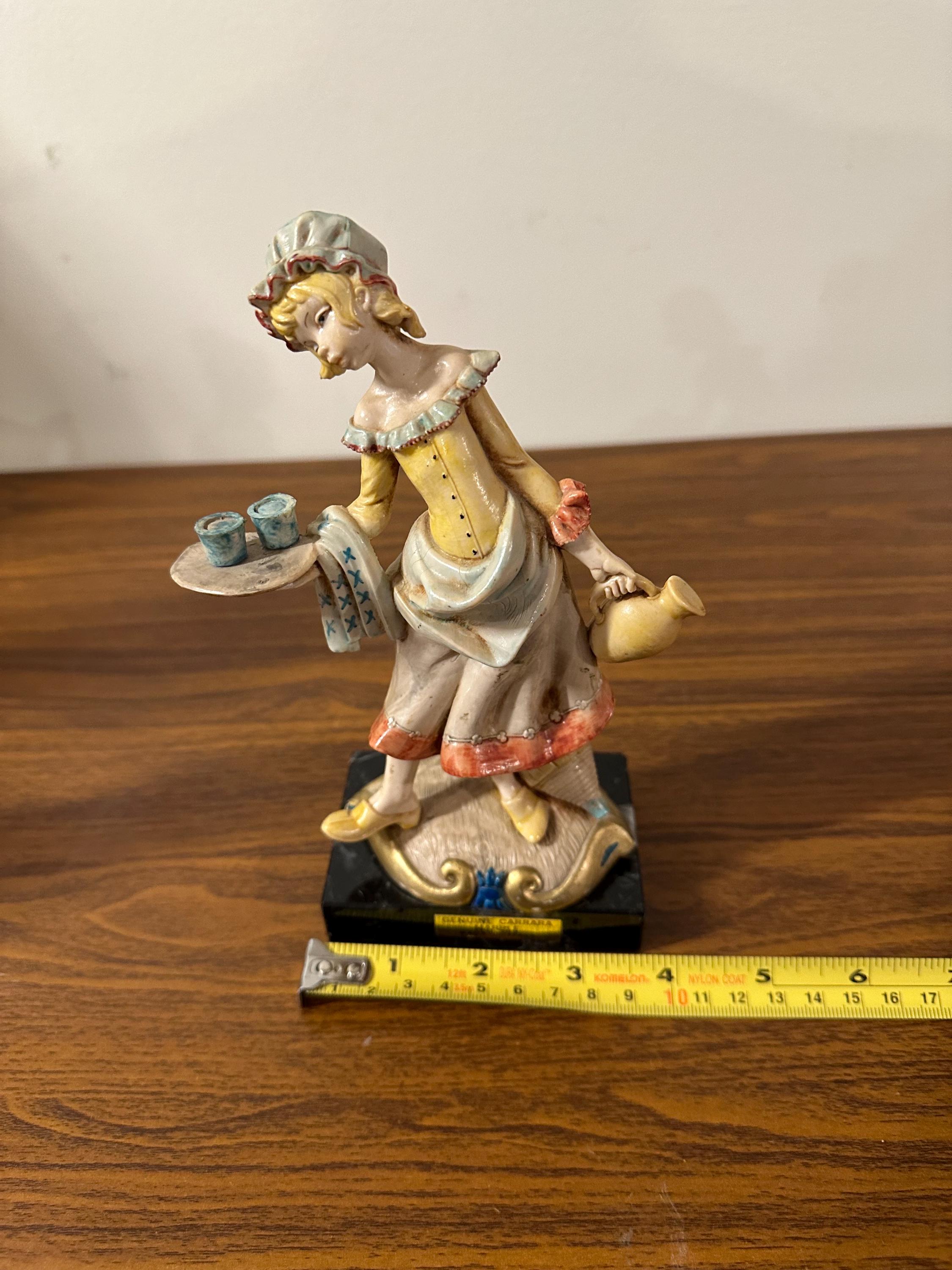 Vintage Fontanini Depose İtaly Serving Girl Figurine Genuine