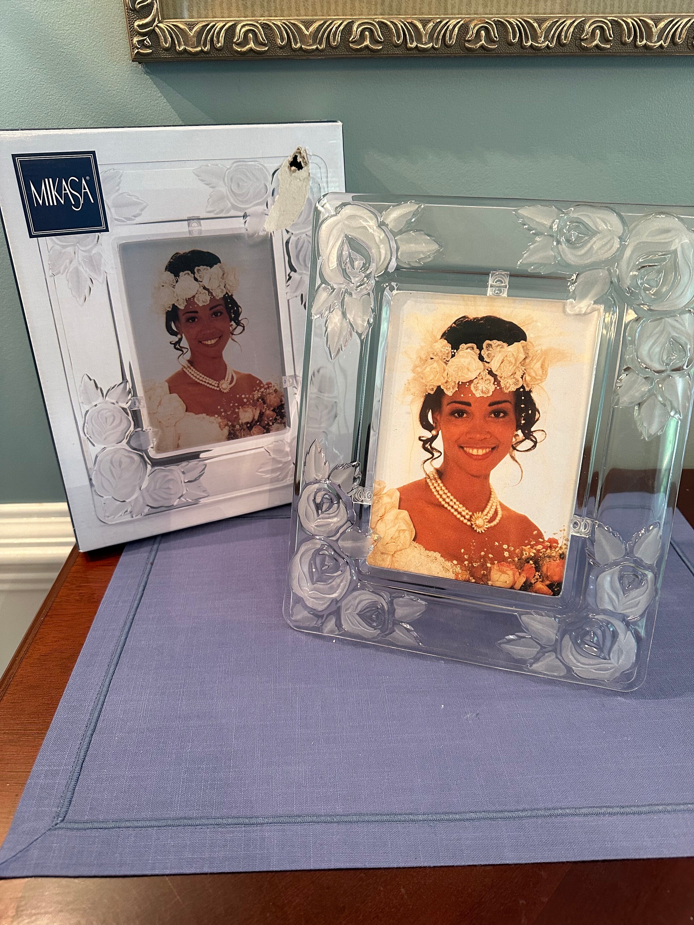 Mikasa Crystal Glass Frame “blooming Rose” Picture Frame 5 X 7 - Etsy