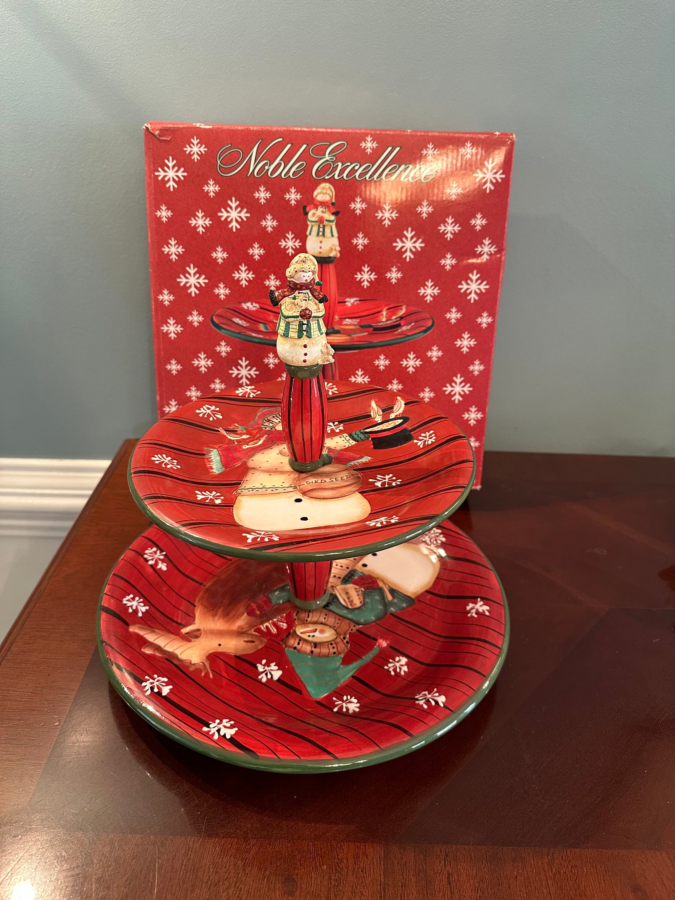 Noble Excellence Snowmates 2 Tier Christmas Tray Dish Snowman - Etsy