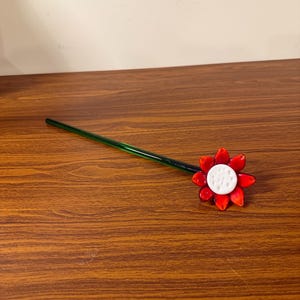 Hand Blown Murano Glass  Style Red Glass Flower