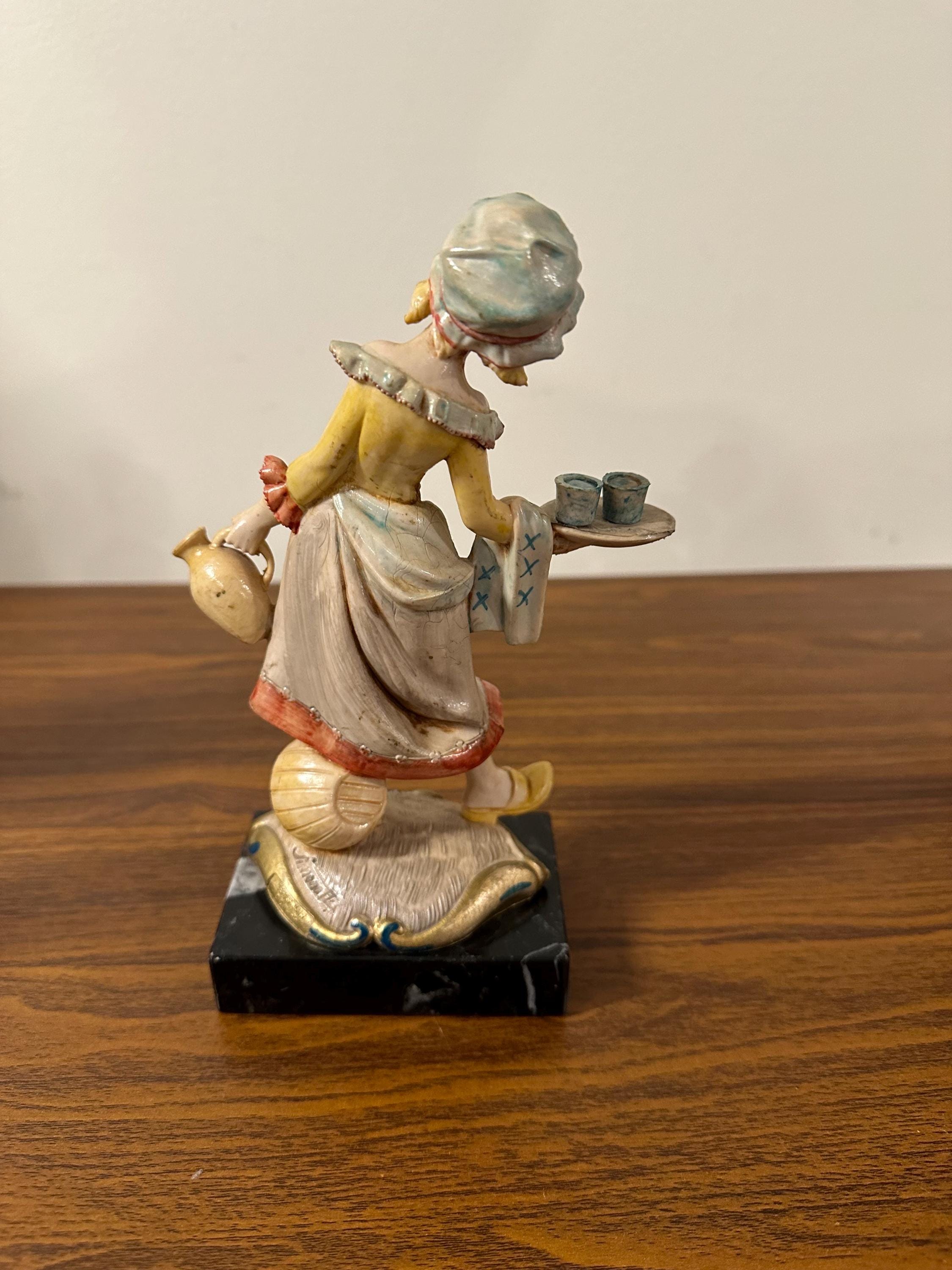 Vintage Fontanini Depose İtaly Serving Girl Figurine Genuine