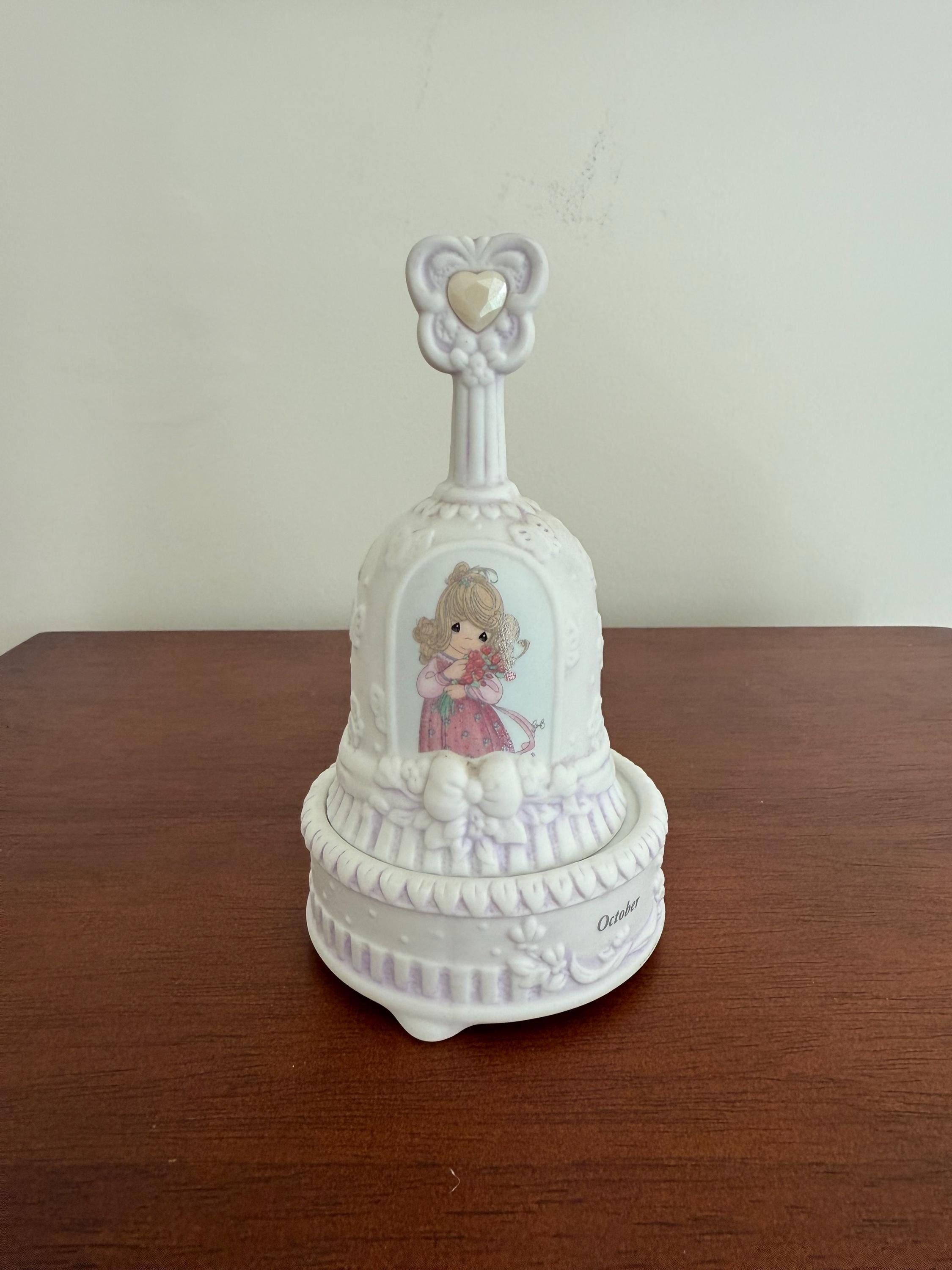 Precious Moments Bell Trinket Box October “opal” Color of Hapiness