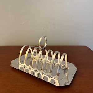 Vintage EPNS Silverplåt Rostställ - Mid Century Modern Silverpläteringshållare - Engelsk Bordsdekor