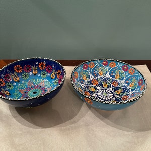 Handmade Ceramic Bowls Set of 2. Hand painted. Turkish Pottery.