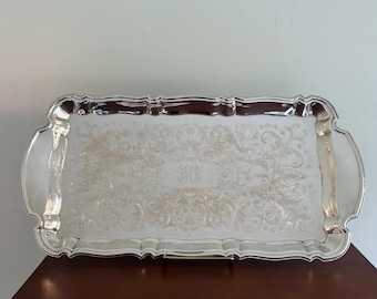 Vintage Oneida Silver Plated Rectangular Chippendale Serving Tray
