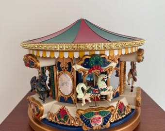 Vintage Mr Christmas Holiday Merry Go Round  Musical Animated Carousel