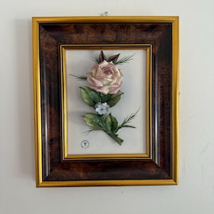 Capodimonte イタリア製　白薔薇　額入り　壁掛け　ドイツ購入品 Framed Capodimonte Flowers - Etsy