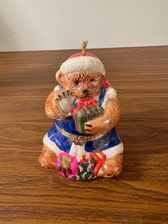 M’s BEARS モールベア　クリスマスBOX Mr. Christmas Bear Porcelain Wind up Trinket Musical Box. - Etsy