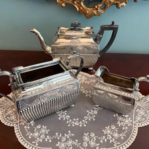 Vintage Philip Ashberry & Son Sheffield English Victorian 3 Piece Coffee / Teapot Set
