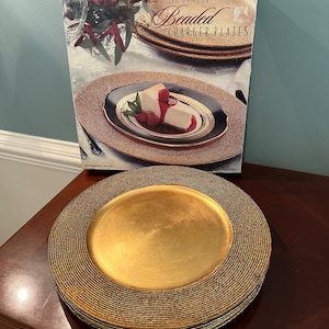 Set of 4 Beaded Charger plates  13”.