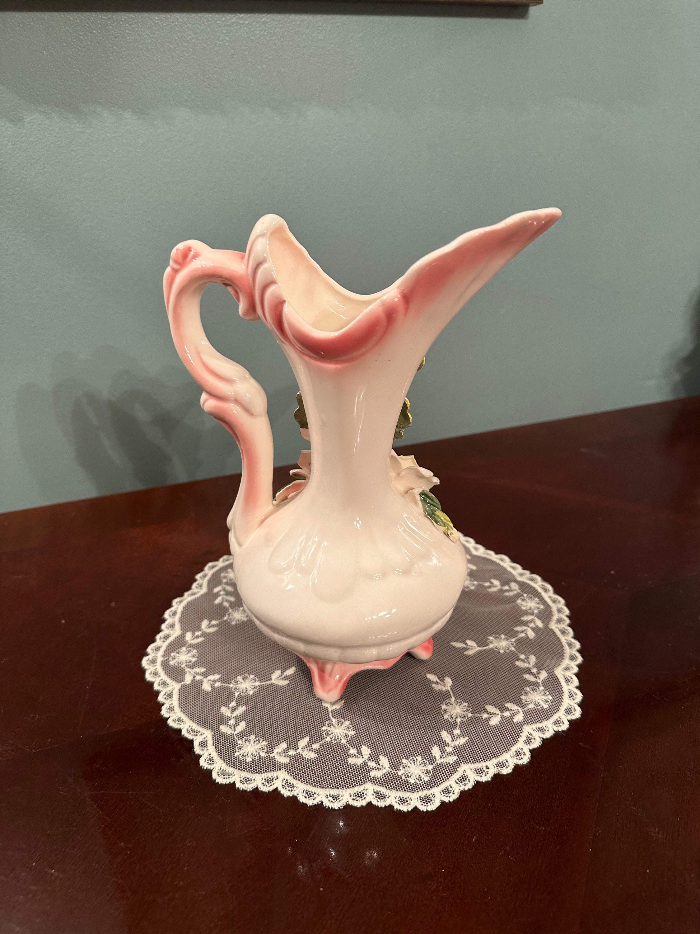 Vintage Porcelain Capodimonte Style Floral Pitcher - Etsy