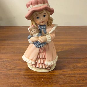 Vintage Homco Porcelain Young Victorian Girl with Dolly Figurine.