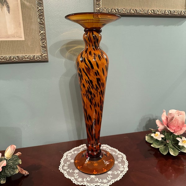 Amber Glass Large Candle Holder Etsy