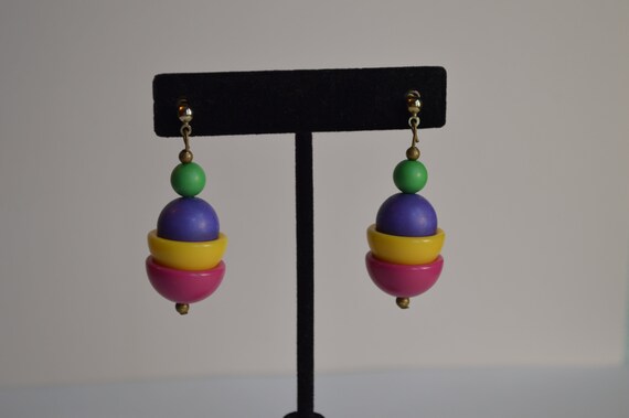 Retro Plastic Funky Chunky Earrings - image 3