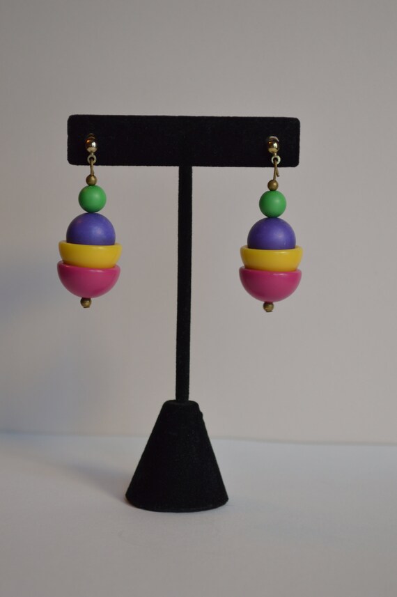 Retro Plastic Funky Chunky Earrings - image 7