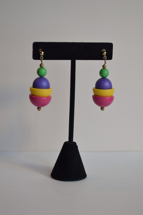 Retro Plastic Funky Chunky Earrings - image 4