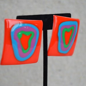 Vintage Enamel Abstract Earrings image 3