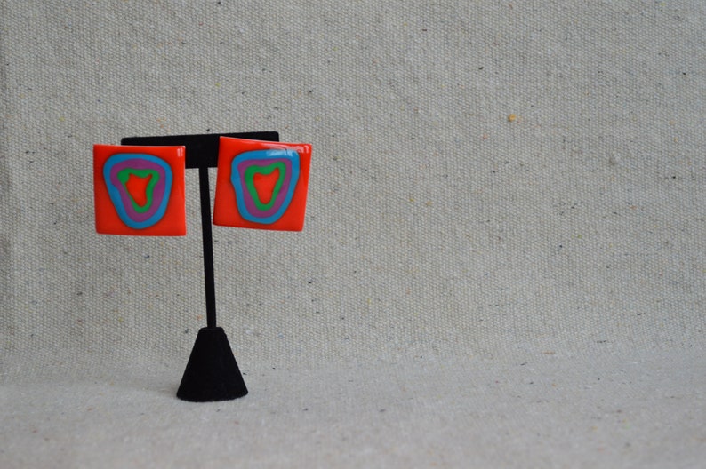 Vintage Enamel Abstract Earrings image 7