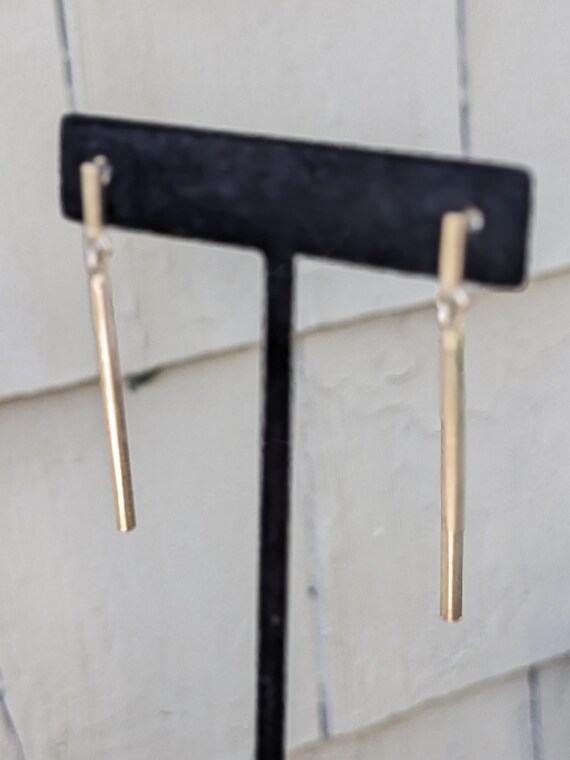 Sterling Silver Plated Dangle Drop Square Bar Ear… - image 5