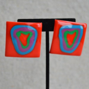 Vintage Enamel Abstract Earrings image 4