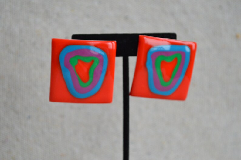 Vintage Enamel Abstract Earrings image 4