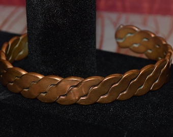 Vintage Hammered Copper Twist Cuff Bracelet
