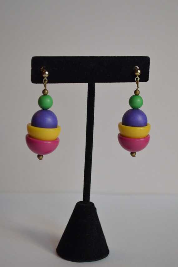 Retro Plastic Funky Chunky Earrings - image 8