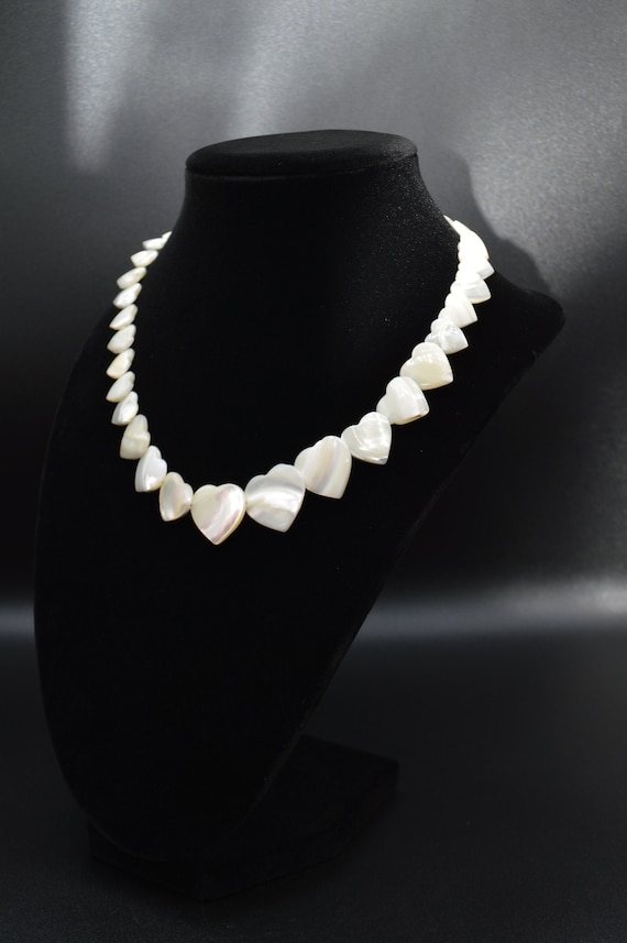 Vintage Avon Heart Mother of Pearl Shell Necklace 