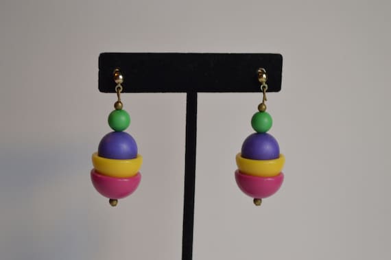 Retro Plastic Funky Chunky Earrings - image 2