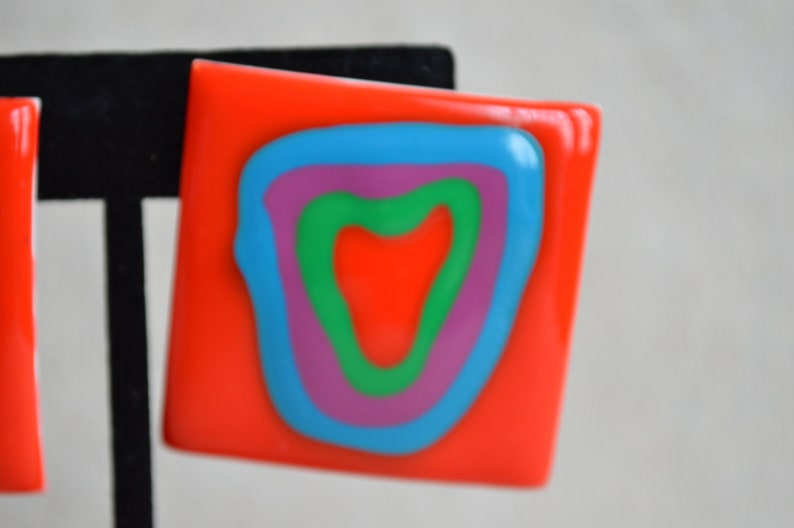 Vintage Enamel Abstract Earrings image 1