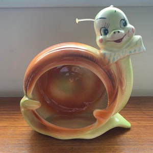 Vintage 1950s Enesco Snappy Snail Ashtray Figurine, Rare
