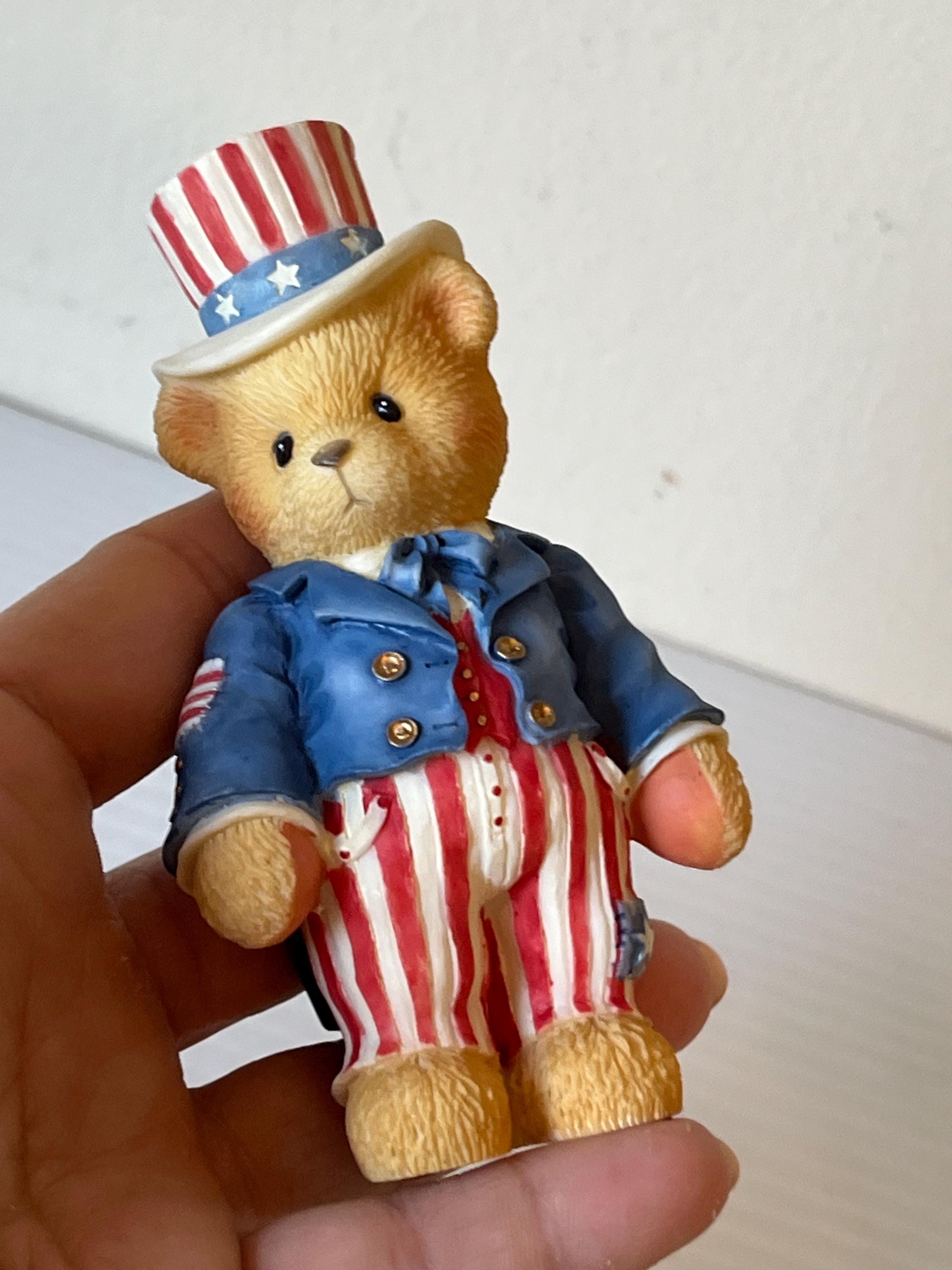 Vintage Cherished Teddies Uncle Sam Teddy Bear Ceramic Figure US