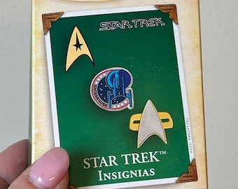 Star Trek Insignia Mini Ornaments Set of 3, Hallmark Keepsake 2004 Christmas Decor, Trekkie Gift