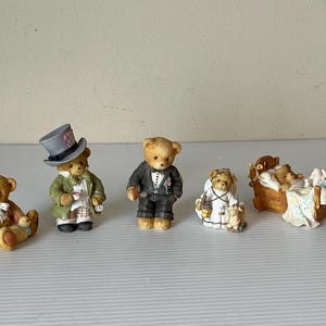 AS IS Lot Cherished Teddies  Bassinette Figurine, Baby Shower Gift, Collectible, Mad Hatter , ** shows damage
