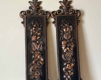 Vintage CopperCraft Fruit & Floral Wall Plaque, MCM Kitchen Decor