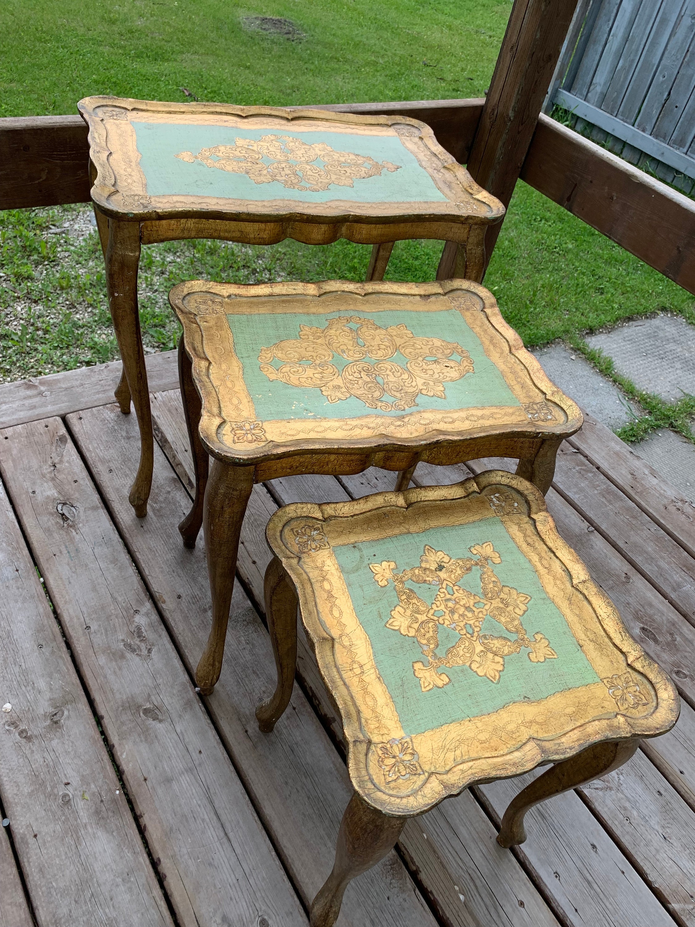 ITALYヴィンテージflorentineフローレンタイン家具ネストテーブル難有