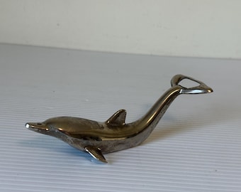Vintage Silver Tone Dolphin Bottle Opener, Nautical Bar Accessory